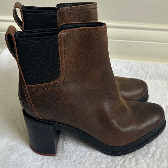 SOREL Women’s Block-Heel Platform Leather Waterproof  Ankle Boot Size 8.5 - Picture 1 of 9
